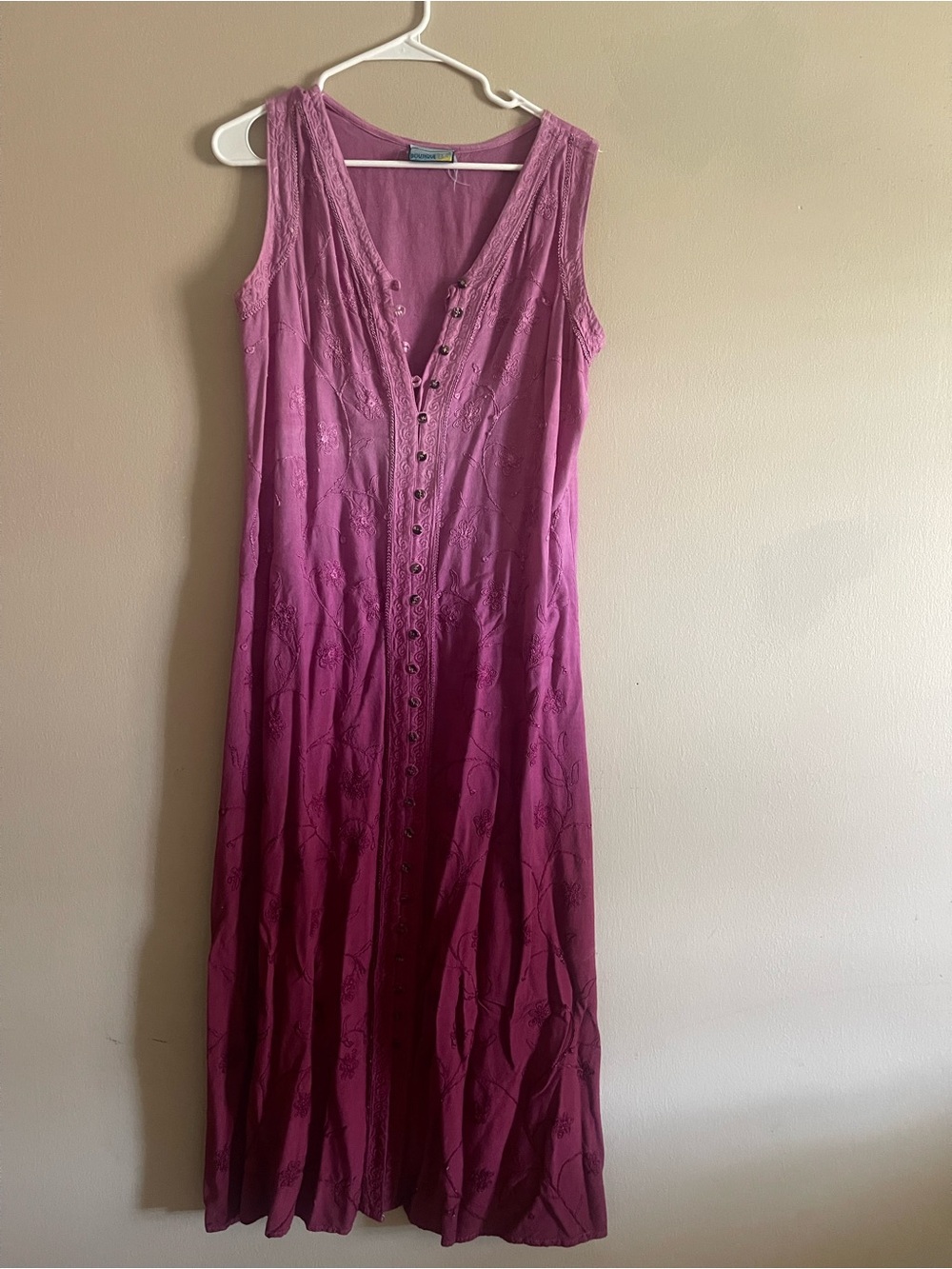 India Boutique Magenta Ombre Sleeveless Maxi Dress with Button Front
